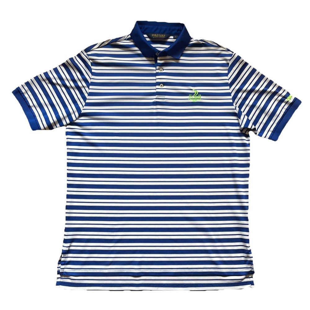 Polo Golf Ralph Lauren 2015 US Open Chambers Bay Shirt Mens L Blue Striped USGA